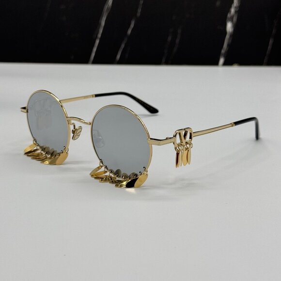 NEW VALENTINO VLS-174A SILVER GOLD WOMEN SUNGLASSES - Picture 5 of 12